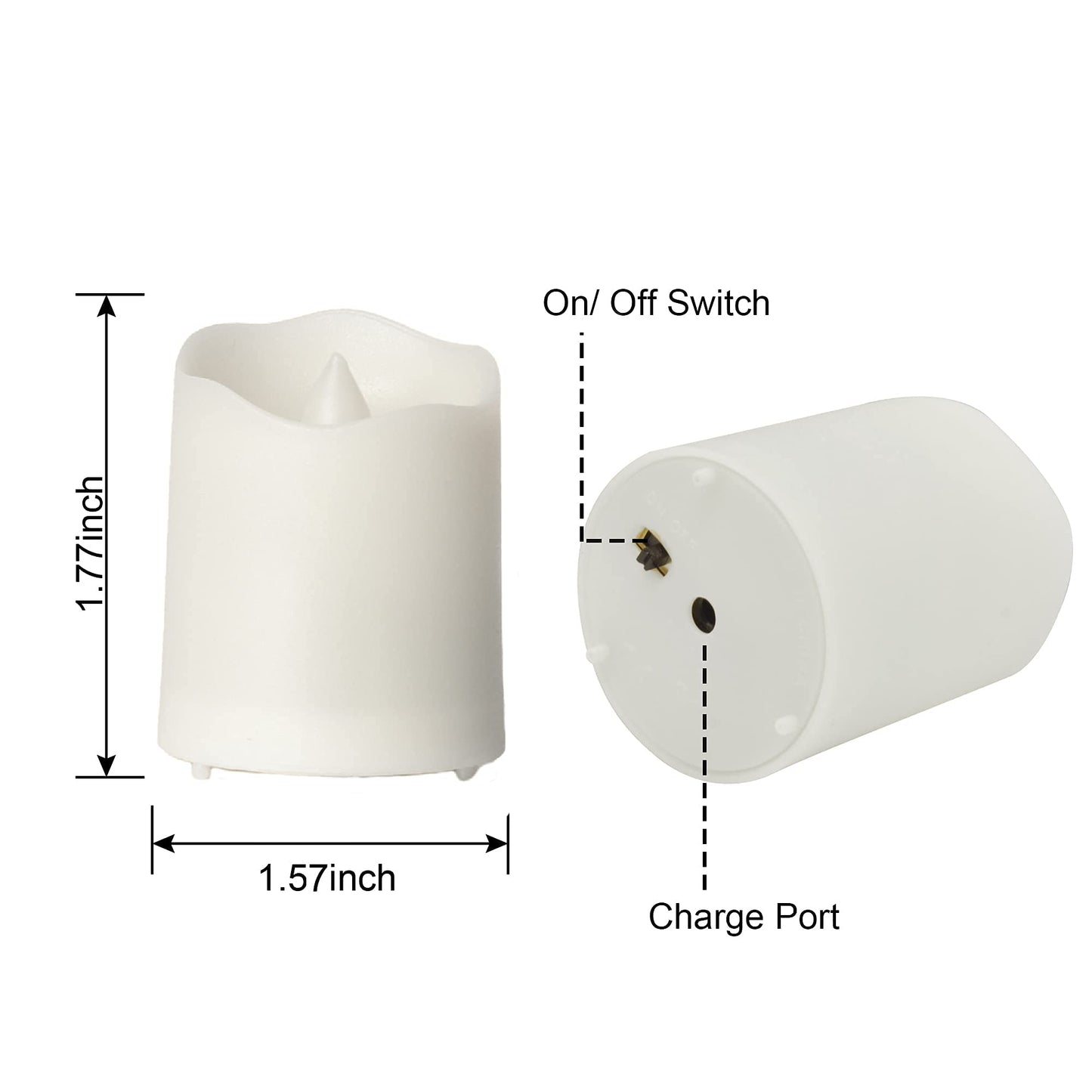 Rechargeable Flameless Tea Lights Candles with Timer & Remote, 12pcs Flickering LED Votive Candles with 2 USB Charging Cables Home, Christmas Festival Decor (Warm White)