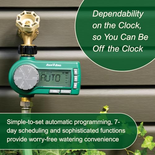 Rain Bird 1ZEHTMRP Premium Pro-Grade Electronic Digital Hose End Timer/Controller, One Zone/Station, Battery Operated, Brass Inlet/Outlet, Green