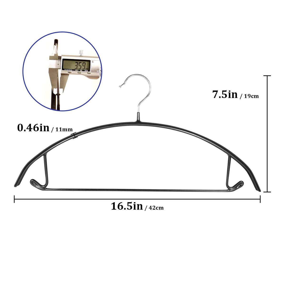 GZQXHOME 30 Pack Non Slip PVC Coating Metal Clothes Hangers No Shoulder Bump,Built-in Shoulder Hook and Bottom Rod,Suitable for Sweaters,Suits,Shirts,Skirt,Jackets (Black, 30 Pack)