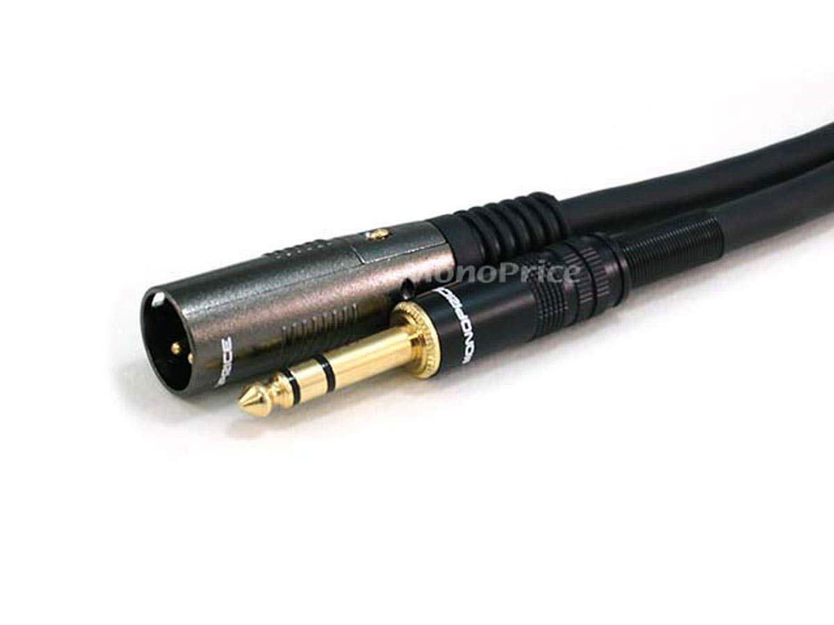 Monoprice 104760 3-Feet Premier Series XLR Male to 1/4-Inch TRS Male 16AWG Cable