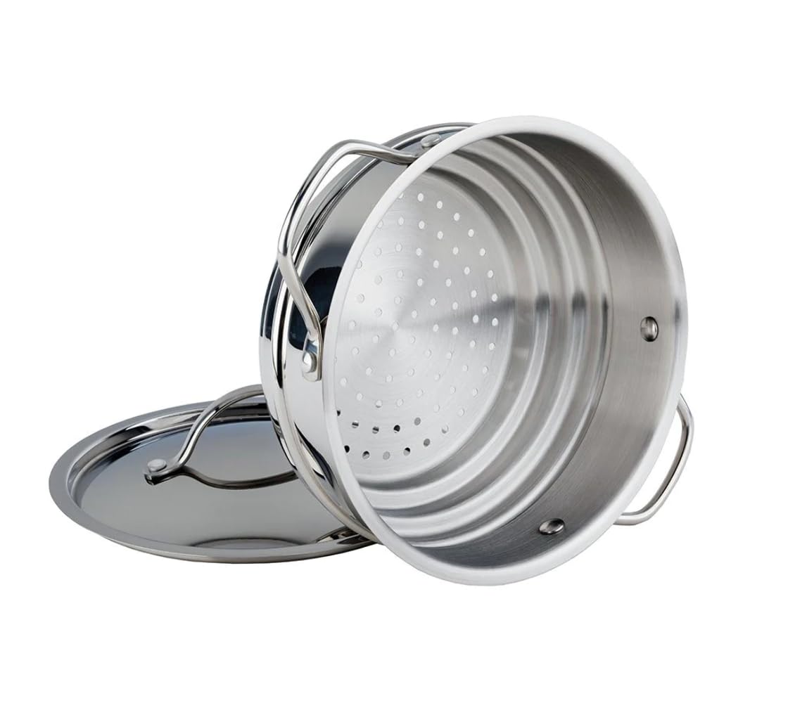 Meyer - Classic Stainless Steel Steamer Insert with Lid - Fits 16cm, 18cm, and 20cm Cookware (2.7L/2.8qt)