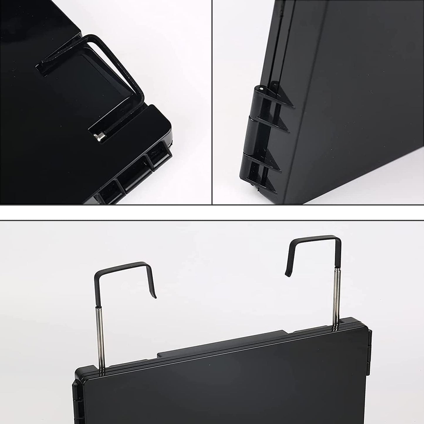 3 Way Mirror with Light for Self Hair Cutting with Hooks, 360° Mirror for Hair Cutting, Tirfold Madeup Mirror with Height Adjustable for Shaving