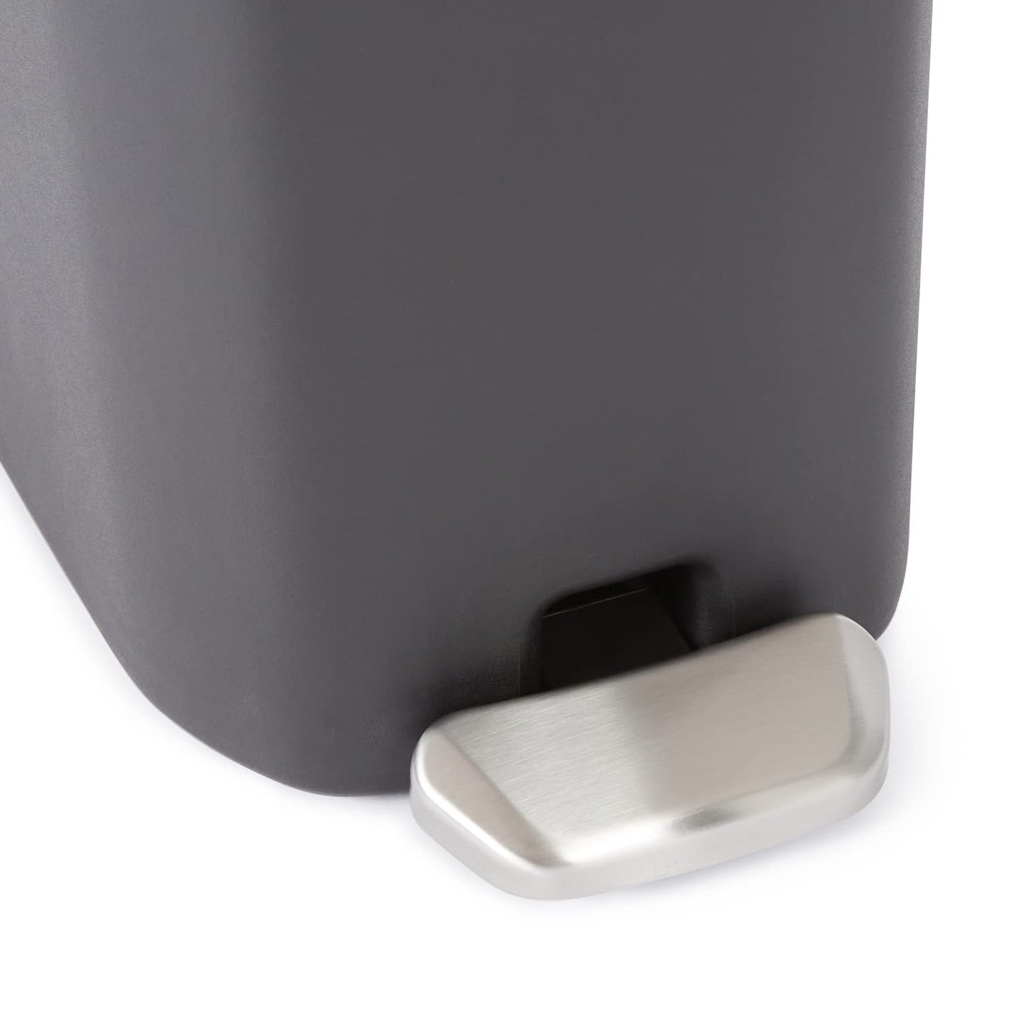Amazon Basics Compact Bathroom Small Plastic Rectangular Trash Can with Removable Inner Bucket, Steel Foot Pedal for Hands Free Opening, Black, 6 Liters