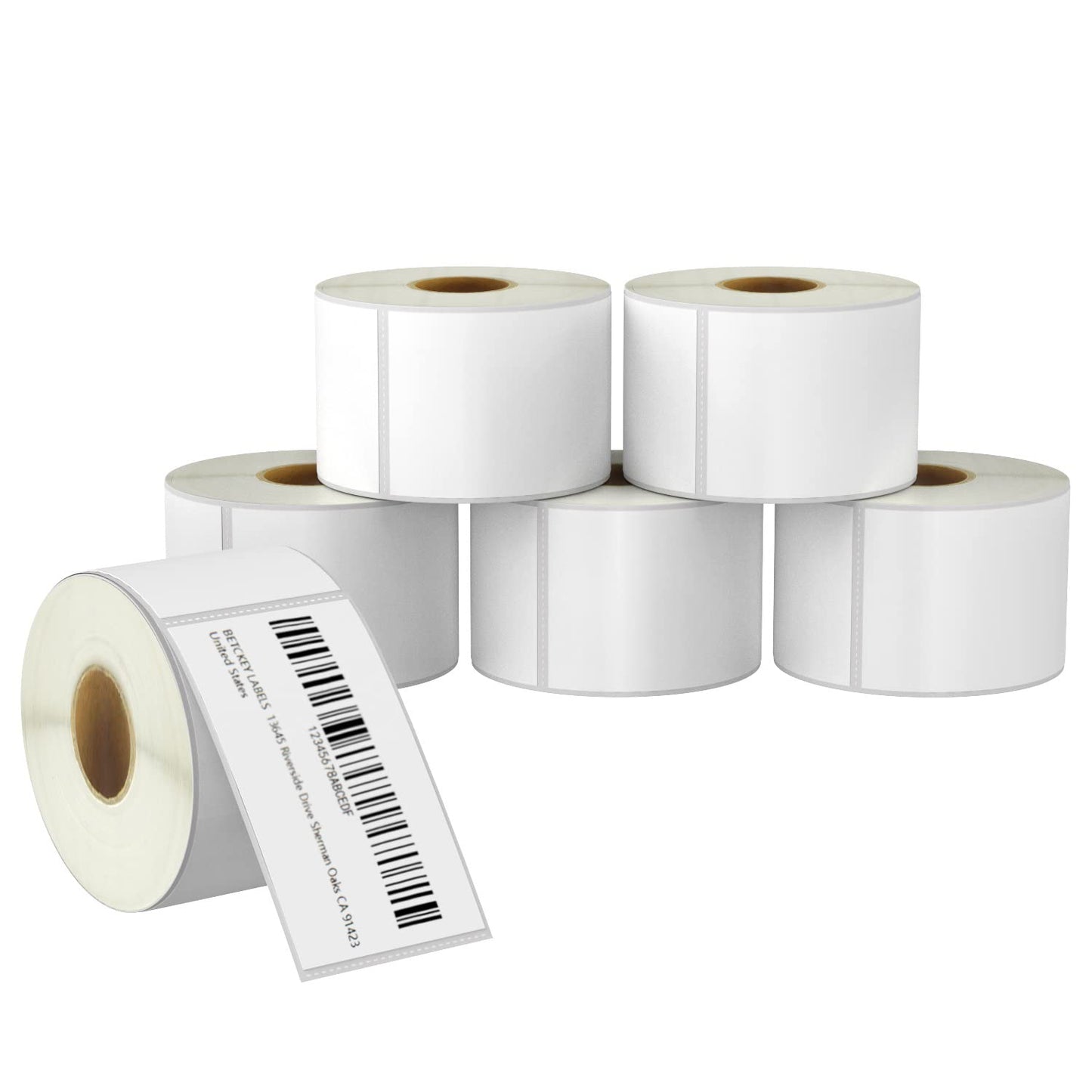 BETCKEY - 2.25" x 4" (57 mm x 102 mm) Multipurpose & Shipping Labels Compatible with Zebra & Rollo Label Printer,Premium Adhesive & Perforated [6 Rolls, 2100 Labels]