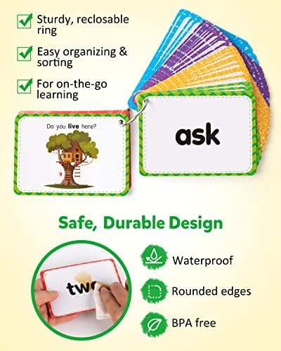 Coogam Sight Words Educational Flashcards - 220 Dolch Sightwords Game with Pictures & Sentences,Literacy Learning Reading Cards Toy for Kindergarten,Home School Kids