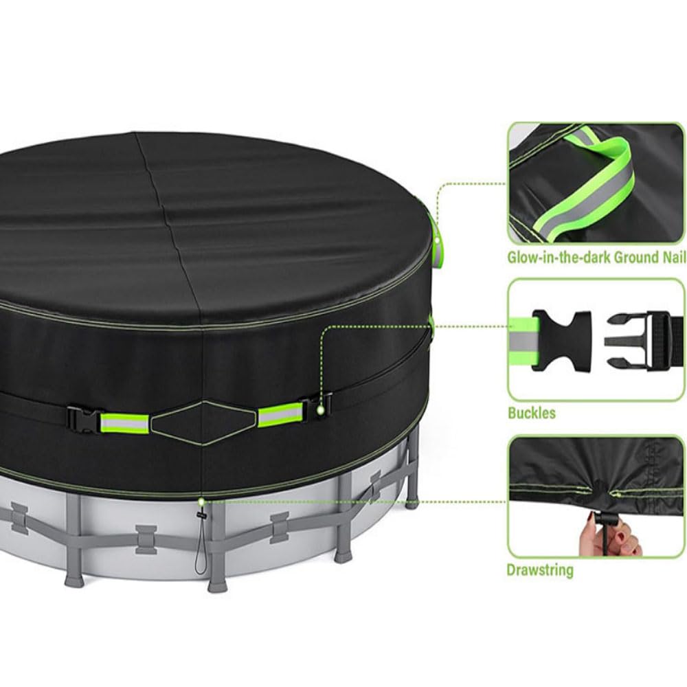 91 * 91 * 20 Inch 420 D Outdoor Heavy-Duty Protective Cover with Anti Light Strip and Ventilation Opening for Hot Tub Cover, Used Above Ground Swimming Pools Bathtubs