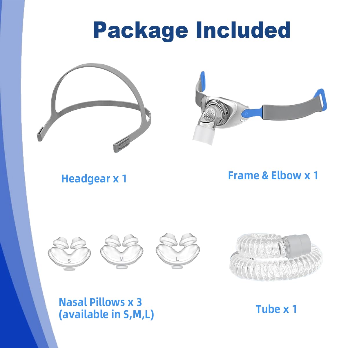 CPAP Mask - Ultra Soft Nasal Pillow Mask, Restful Nights and Improved Sleep Includes 3 Nasal Pillows Fits All Sizes - White