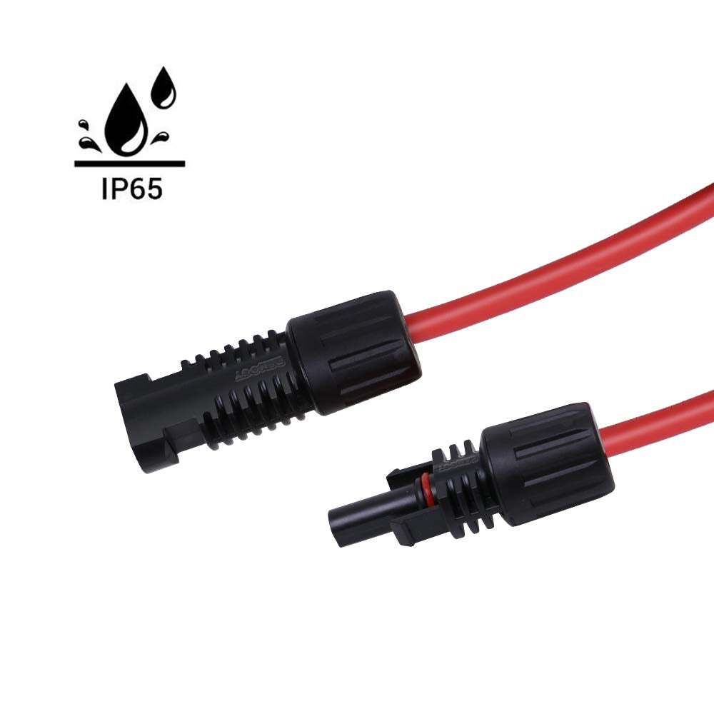 Renogy 10AWG Solar Extension Cable 10FT，MC4 ,10 awg wire with 2 Pair of Panel Connectors（One Pair 10 Feet Red & Black）