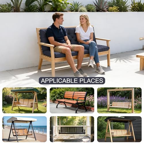 LCYY.TG Outdoor Swing Cushions, 3 Seat Porch Swing Cushion Replacement with Backrest, Swing Cushions for Outdoor Furniture, for Porch Garden,Patio,Backyard Bench Cushion