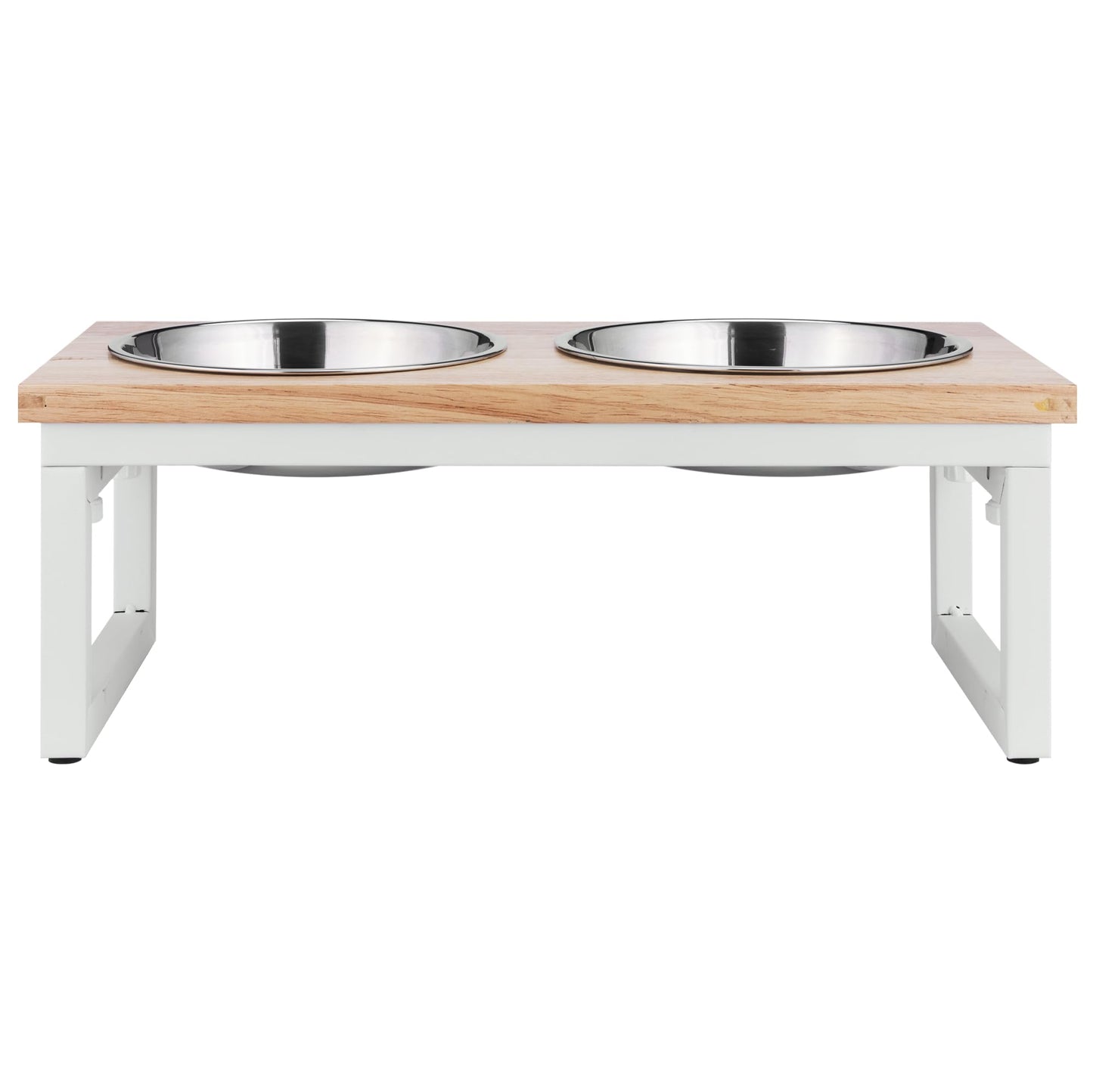 Navaris Large Pet Feeder with Foldable Legs - Raised Dog Bowls with Wooden Stand - Elevated Pet Dish for Dogs - Duo Dog Bowl Set with Stand - Medium & Large Size Dog - 27oz (800ml)