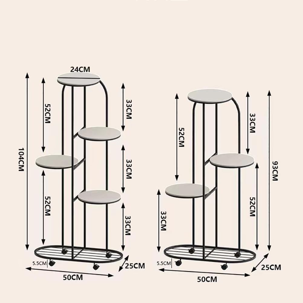 TackView Corner Plant Stand with Wheels,Large Indoor Metal Plant Shelf for Pots, Modern Flower Holder for Living Room, Balcony & Office Decor,5 Tire Black