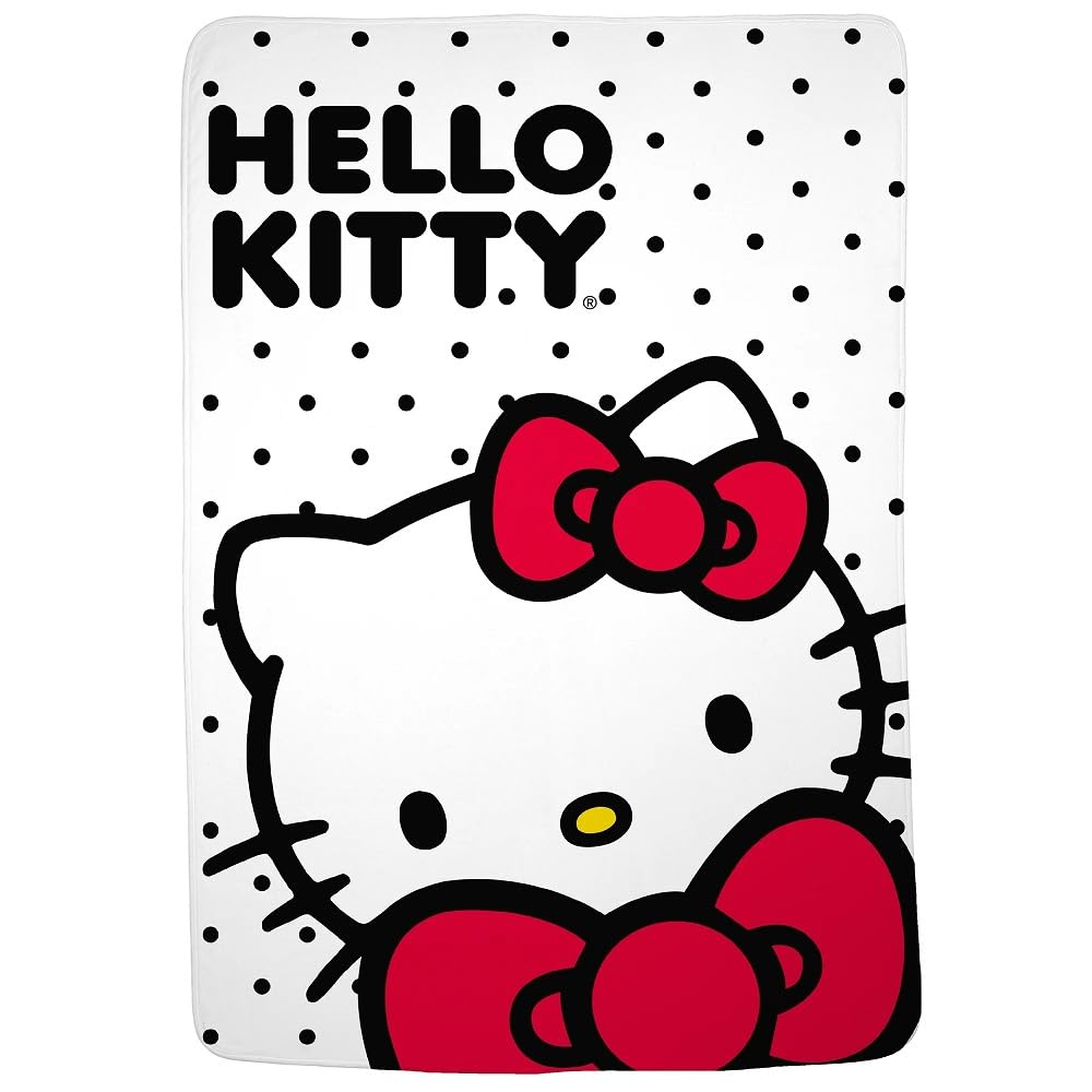 Franco Collectibles Hello Kitty Polka Dot Bedding Super Soft Cozy Blanket, 62 in x 90 in, (Officially Licensed Product)