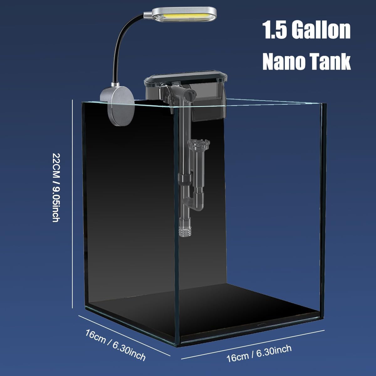 Craftsboys 1.5 Gallon Fish Tank Starter Kits, Nano Glass Aquarium with Filter, Led Light for Aquascape DIY Small Betta Fish Tank
