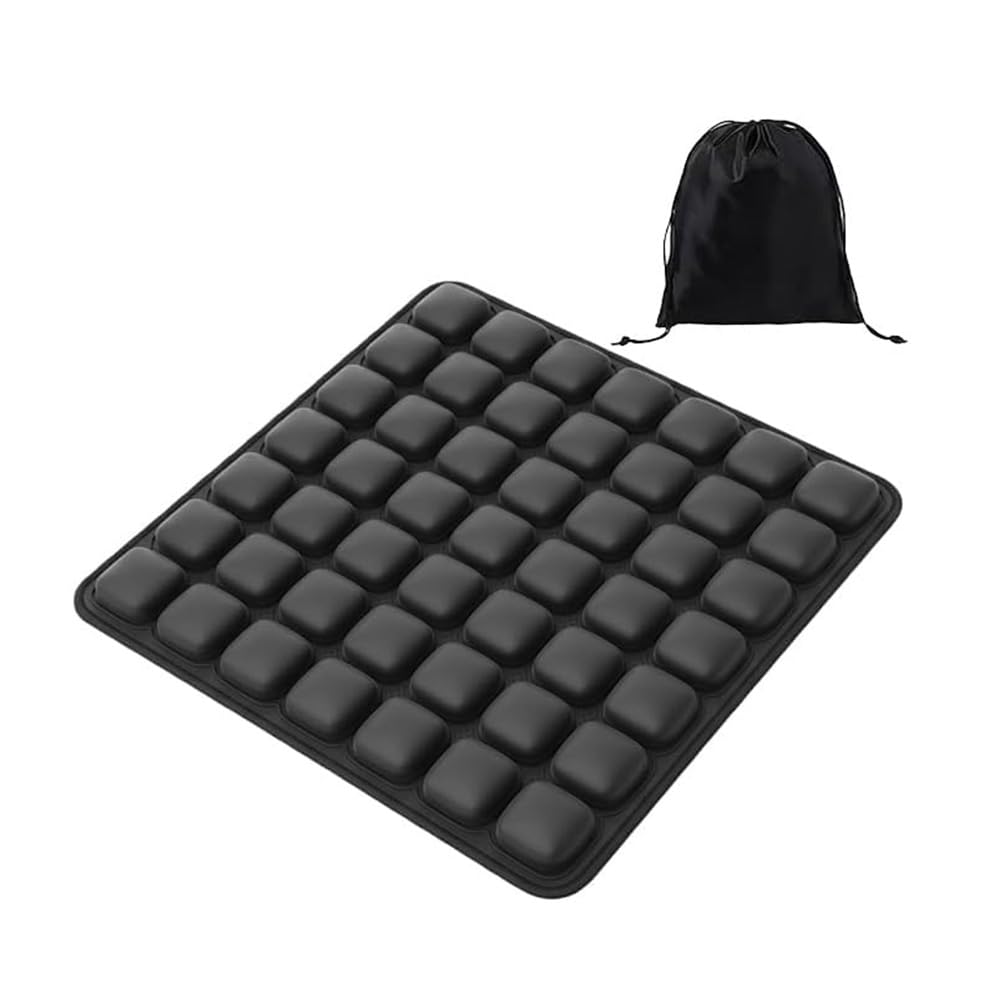 Air Cushion 3D Inflatable Portable Seat Cushion with 49 Air Cells Lightweight Foldable for Travel Climing Hiking Office Airplane Wheelchair Outdoor, Orthopedics Pain Pressure Relief, with Storage Bag