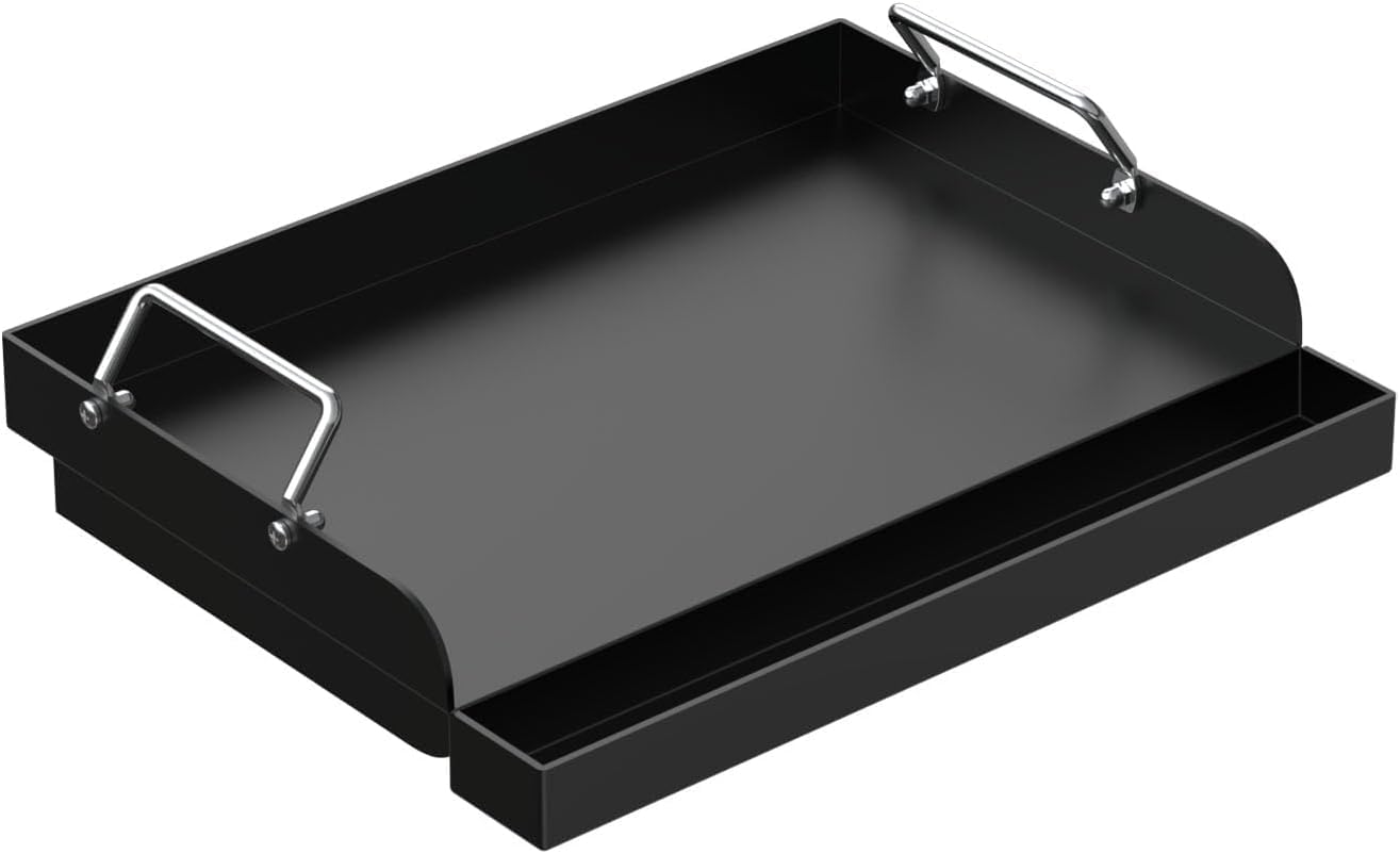 17" x 13" Nonstick Grill Griddle for Most Gas Grills, Universal Flat Top Griddle for Charcoal/Gas Stove, Cooking Griddle Plate with Removable Handles & Grease Groove for Camping,Tailgating,Parties