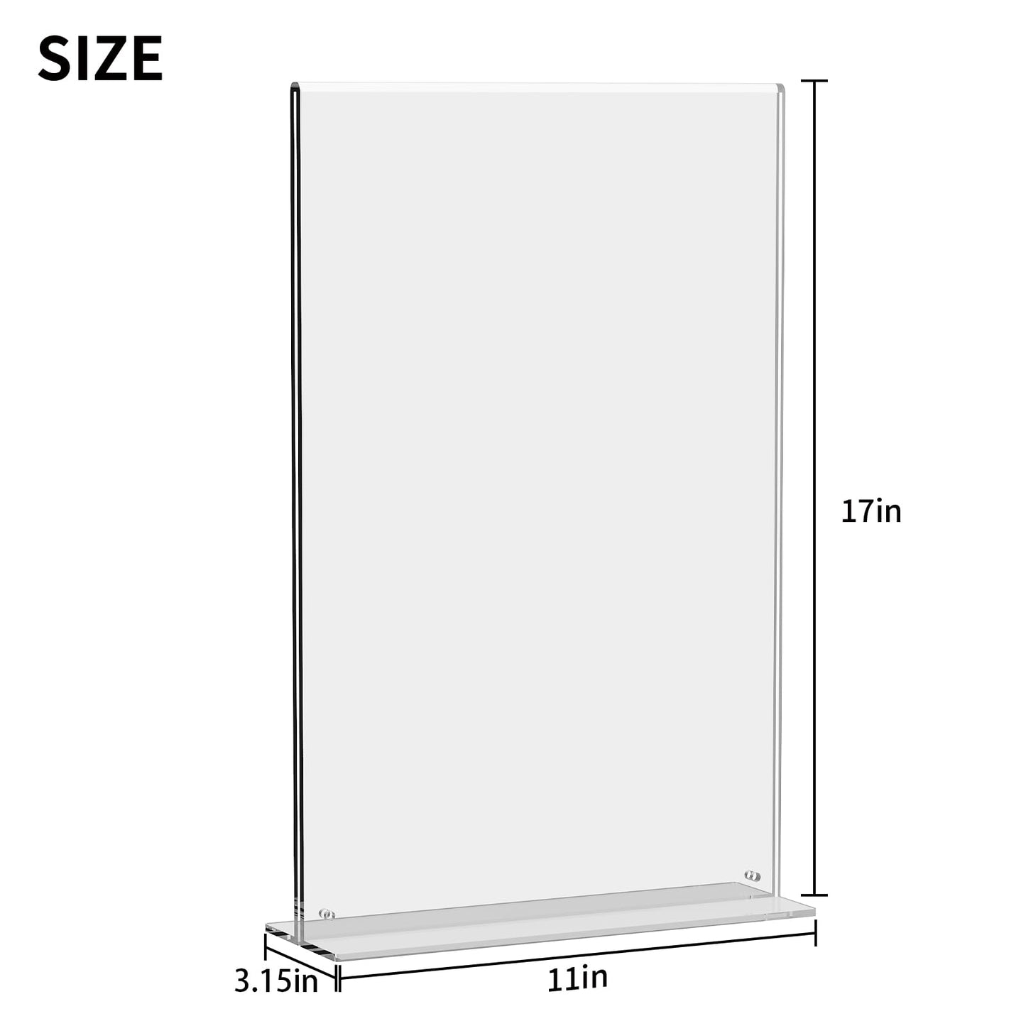 PecMuikee 2 Pack Acrylic Sign Holder11 x 17, Vertical T Shape Plastic Sign Holder -Clear T Shaped Table Menu Display Stand for Restaurant Office Store Home