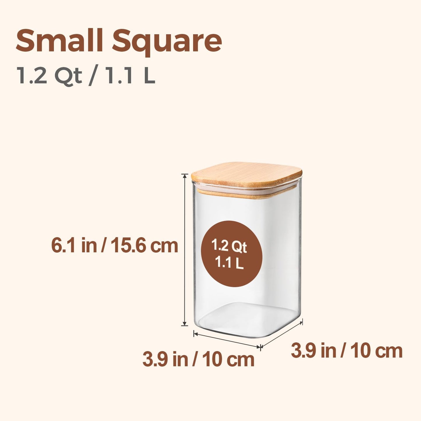 ComSaf 1.1L Glass Storage Containers with Lids, Glass Jars with Bamboo Lids, Clear Square Food Storage Jar Set of 9, Pantry Organizers and Storage for Flour Oat Pasta Tea Coffee Bean