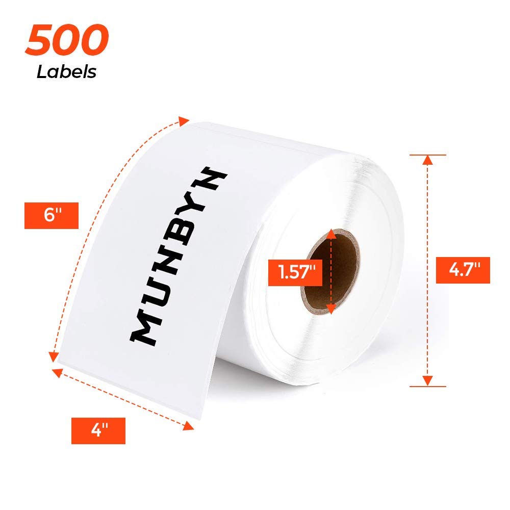 MUNBYN 4x6 Direct Thermal Roll Shipping Labels 1000 Pics for Address Mailing Postage USPS UPS FedEx Amazon Canada Post Shipping Labels, Commercial Grade 1000 Labels/2 Rolls