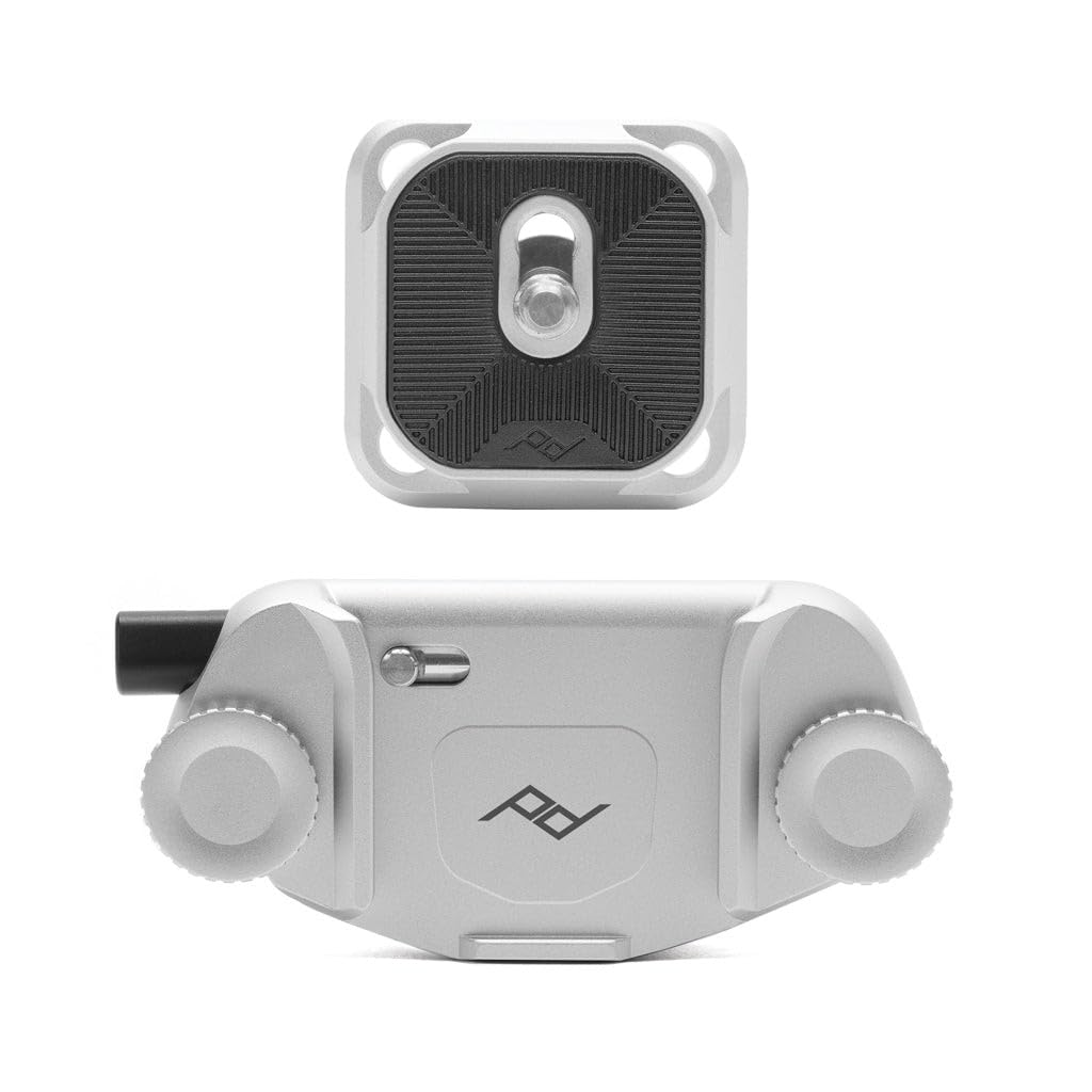 Peak Design Capture Camera Clip V3, Silver with Plate, Holds DSLR, Compact and Point and Shoot Bodies, Secure, Stable and Accessible, Attaches to Straps and Belts, Quick Release, 200 lb Capacity