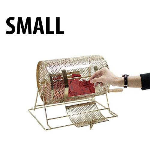 Brass Raffle Drum Small | Casino-Grade Lottery, Fundraiser, Drawings Game | Holds Up to 2,500 Raffle Tickets | Spinning Bingo Drum