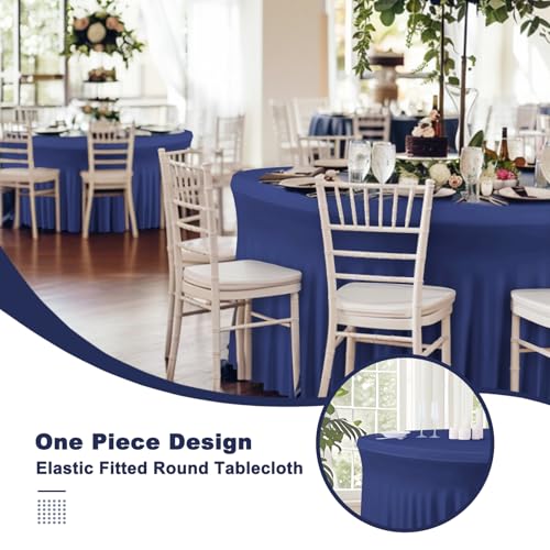 4 Pack Navy Blue Cloth Tablecloth for 5 FT Round Table, Circle Picnic Table Cloths for Outdoors, Table Cloths for 60 Inch Circular Tables for Wedding Photography Party Events Mermaid Birthday Decor