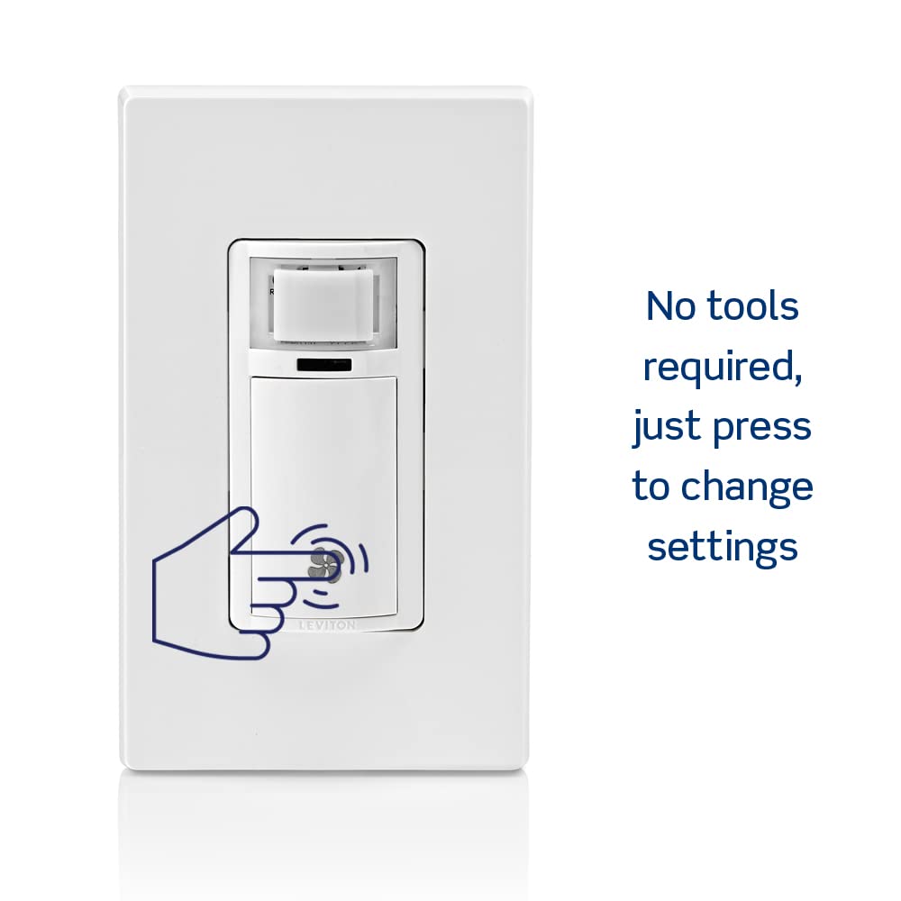 Leviton Humidity Sensor Switch for Bathroom Exhaust Fan, automate Ventilation, air Circulation, Moisture Control, ¼ HP, Single Pole, DHS05-1LW, White