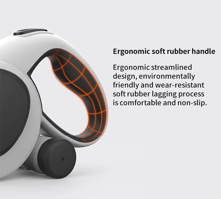 BKINDTOPET 4-in-1 Retractable Dog Leash 16ft with LED Light, Poop Bag Dispenser & Bags – Heavy Duty, Tangle-Free Leash for Small & Medium Dogs up to 66lbs, One-Button Brake & Anti-Slip Handle (M)