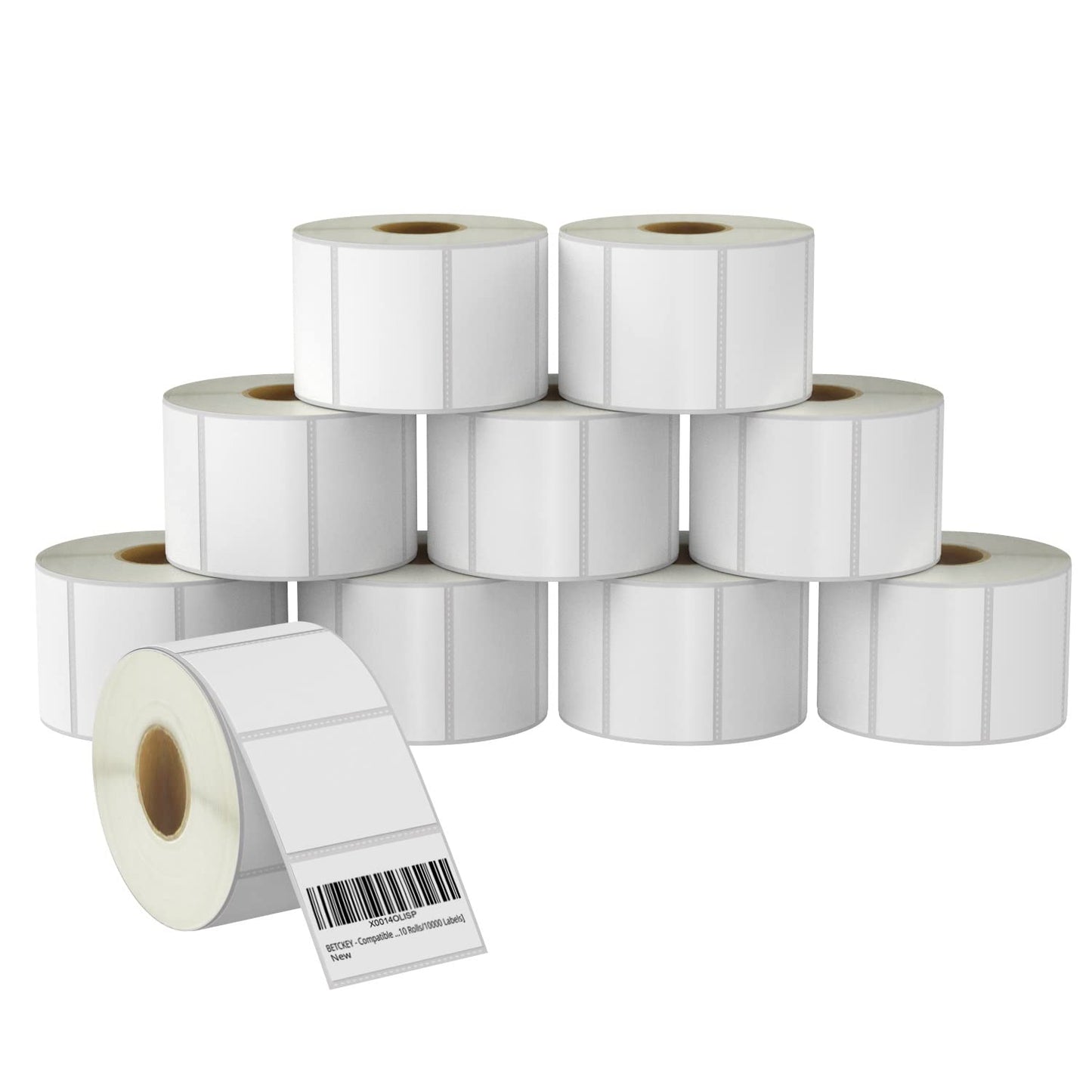 BETCKEY - 3" x 2" (76 mm x 51 mm) Multipurpose & Shipping Labels Compatible with Zebra & Rollo Label Printer,Premium Adhesive & Perforated [10 Rolls, 7500 Labels]