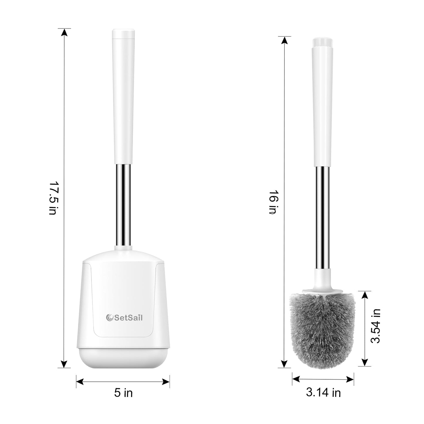 SetSail Toilet Brush 4 Pack Toilet Bowl Brush and Holder Toilet Cleaner Brush with Nylon Bristles Ventilated Toilet Brushes for Bathroom with Holder for Toilet Scrubber Cleaning, Pure White