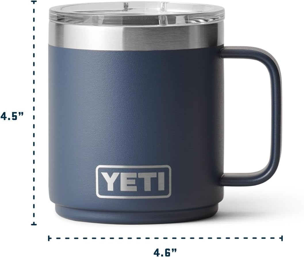 YETI Rambler 10 oz Ceramic Lined Stackable Mug, Vacuum Insulated, Stainless Steel with MagSlider Lid, Ridgeline