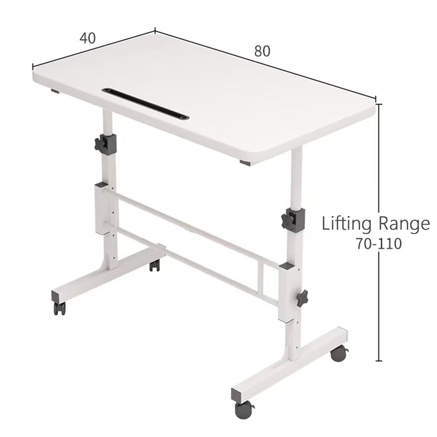 Standing Desk Adjustable Height, Mobile Sit Stand up Desk Lockable with Wheels, 32 Inch Portable Rolling Desk Small Computer Desk, Laptop Desk for Home Office Bedroom (White)