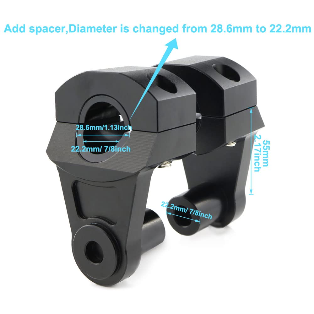 Mantt Universal CNC Handlebar Riser (2 inch Riser) 7/8" (22 mm) Motorcycle ATV Risers Fit for CRF 250L/DR650/KLR650/TW200/Grom MSX125/FZ6/ TTR Z125/GSR 750/ DRZ 400/S (7/8" to 7/8'' & 1 1/8")