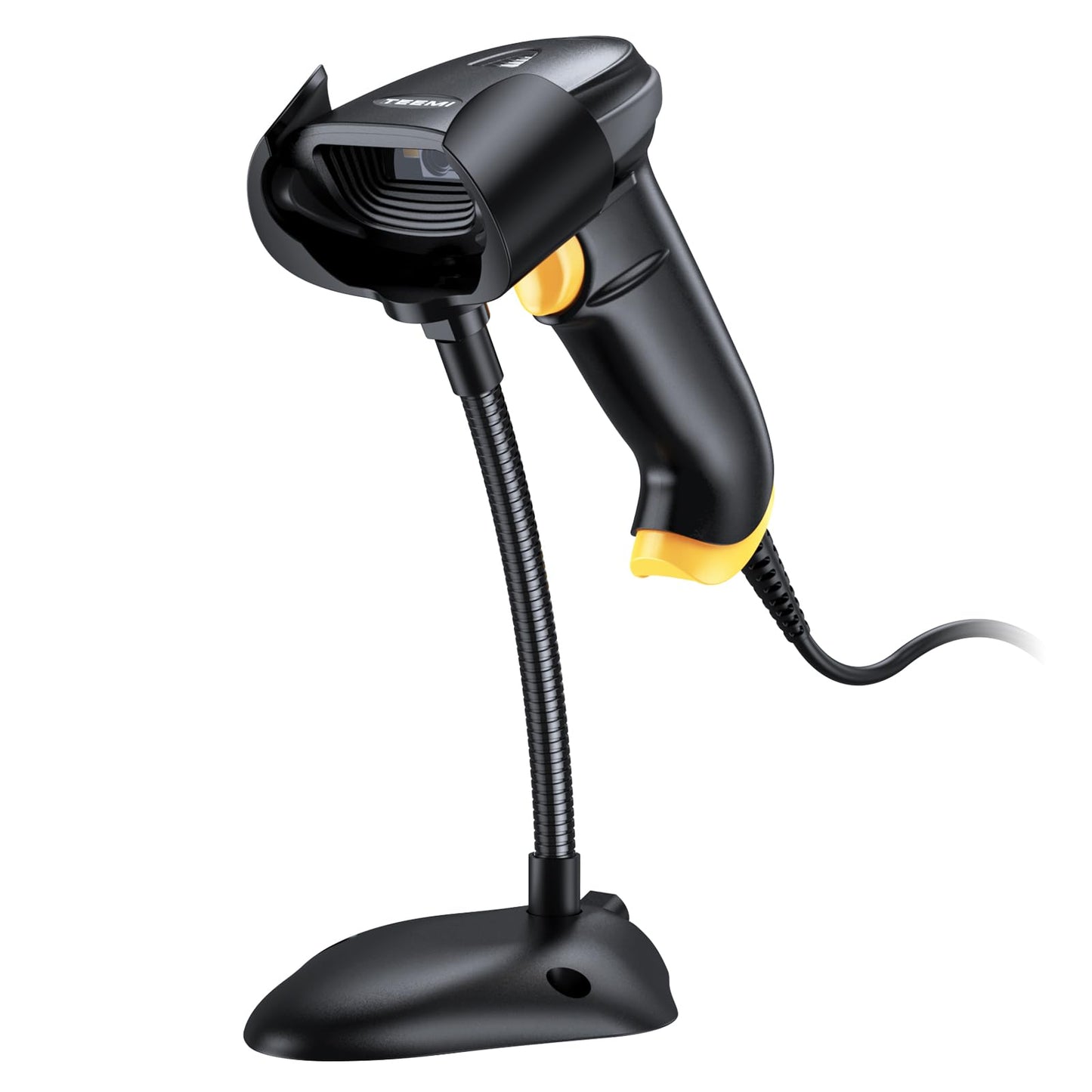 TEEMI 2D Barcode Scanner with Smart Stand USB Wired Handheld Automatic QR Data Matrix PDF417 OCR bar Codes Imager Global Shutter Computer Screen Scan for Windows Mac and Linux PC POS, Stand Included