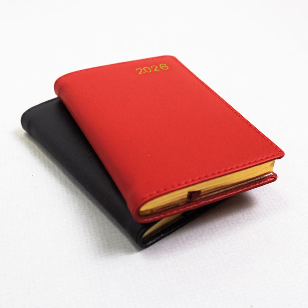 Letts of London® 2026 Belgravia Weekly/Monthly Planner, 12 Months, January to December, Italian Leather, Pocket Size, 4.25" x 2.625", English, Black (C33EBK-26)