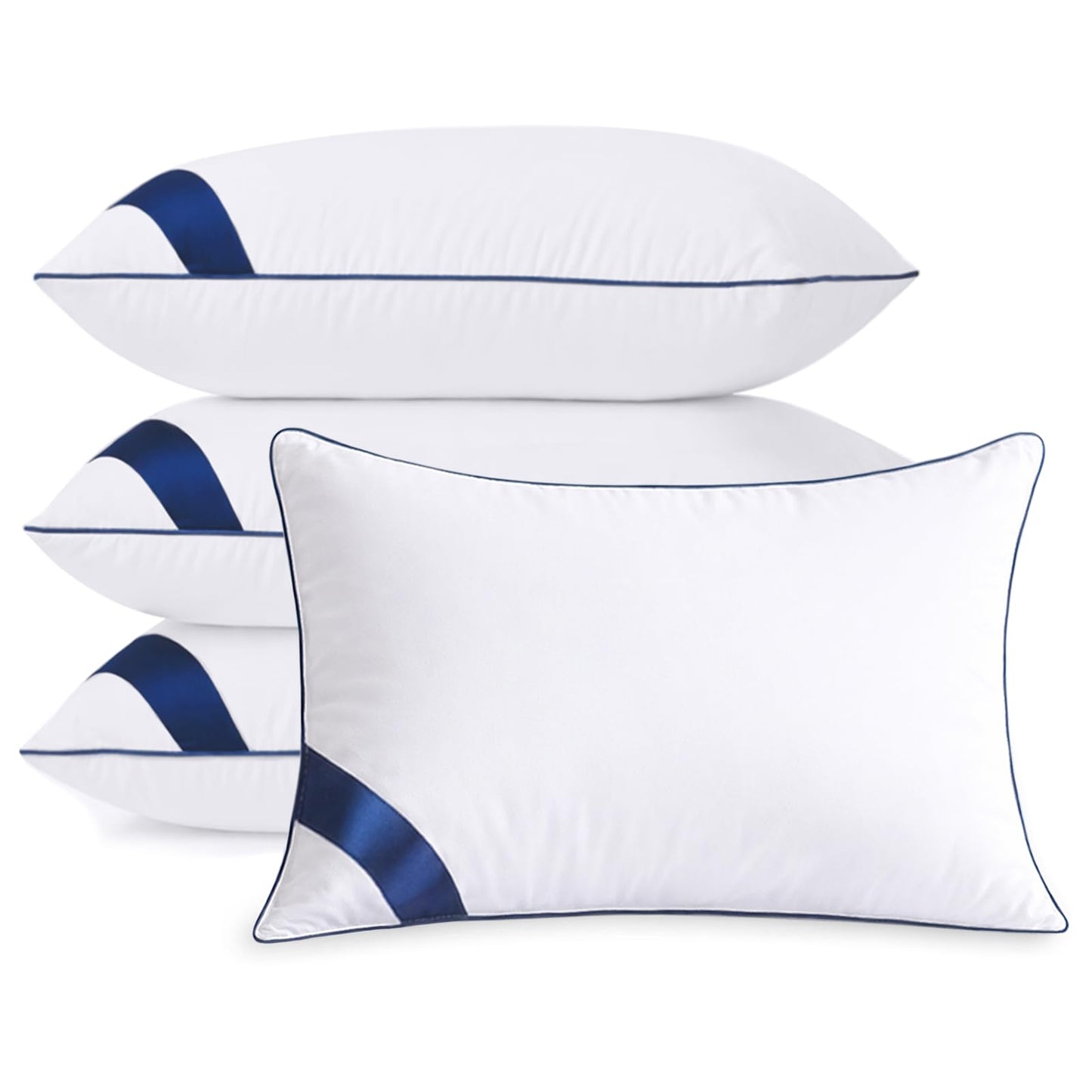 Pillows King Size Set of 4,Soft Microfiber King Pillows with Hollow Fiber,Hotel Quailty Bed Pillows for Sleeping 4 Pack for Back,Stoamch Sleeper