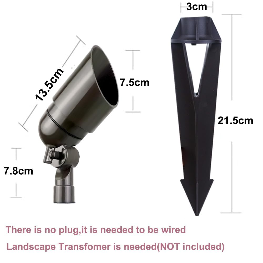 Cheopha Low Voltage Landscape Lighting 12 Volt Landscape Lights, Free LED 4W MR16 Landscape Spot 2700K, IP67 Waterproof Aluminum Body for Garden, Lawn, Yard Lights 2-Pack