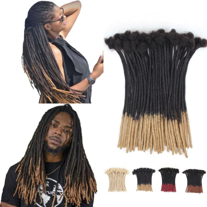 QUISDUIS 12 inch Loc Extensions Human Hair, 50 Strands Permanent Dreadlock Extension Human Hair 0.4cm Width 100% Full Handmade Dreads Can Be Dyed and Bleached Curled dreads extensions