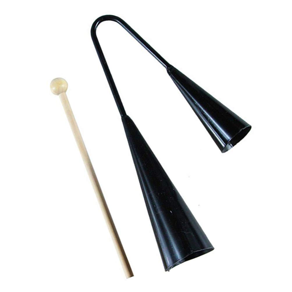 Agogo Bell Two Tone Traditional Samba Percussion Instrument with Wooden Stick for