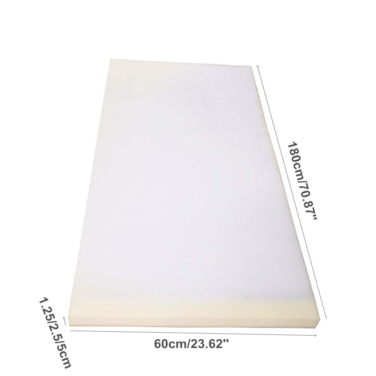 Cozylkx Upholstery Foam, 0.5" H x 24" W x 71" L High Density Seat Cushion Foam for Foam Padding, Seat Replacement, Upholstery Sheet, White