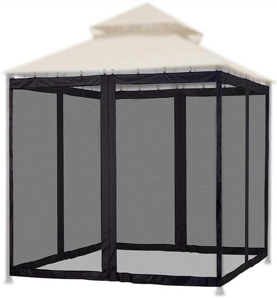 10 x 12 ft Gazebo Mosquito Netting Canopy, Universal Replacement Mosquito Netting Screen Walls Picnic Canopy Outdoor Sun Shade with Zippers (Black, 10×12ft)