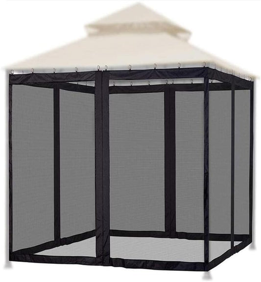 10 x 12 ft Gazebo Mosquito Netting Canopy, Universal Replacement Mosquito Netting Screen Walls Picnic Canopy Outdoor Sun Shade with Zippers (Black, 10×12ft)