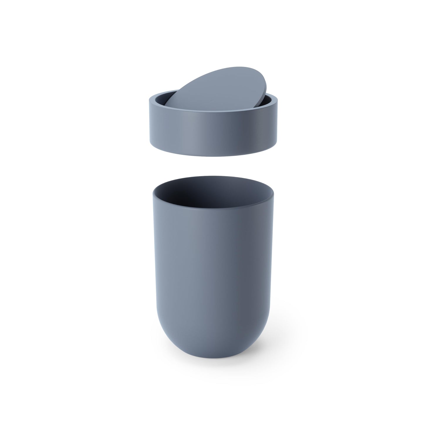 Umbra Touch Trash Can, Small Garbage Bin Waste Basket with Lid for Bathroom, Slate Blue