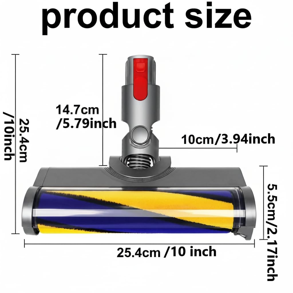 Anti-Tangle Vacuum Head – LED Lights, Quick-Release, Compatible with Dyson V7/V8/V10/V11/G5, for Carpet, Rug, Hardwood Floor, Tile