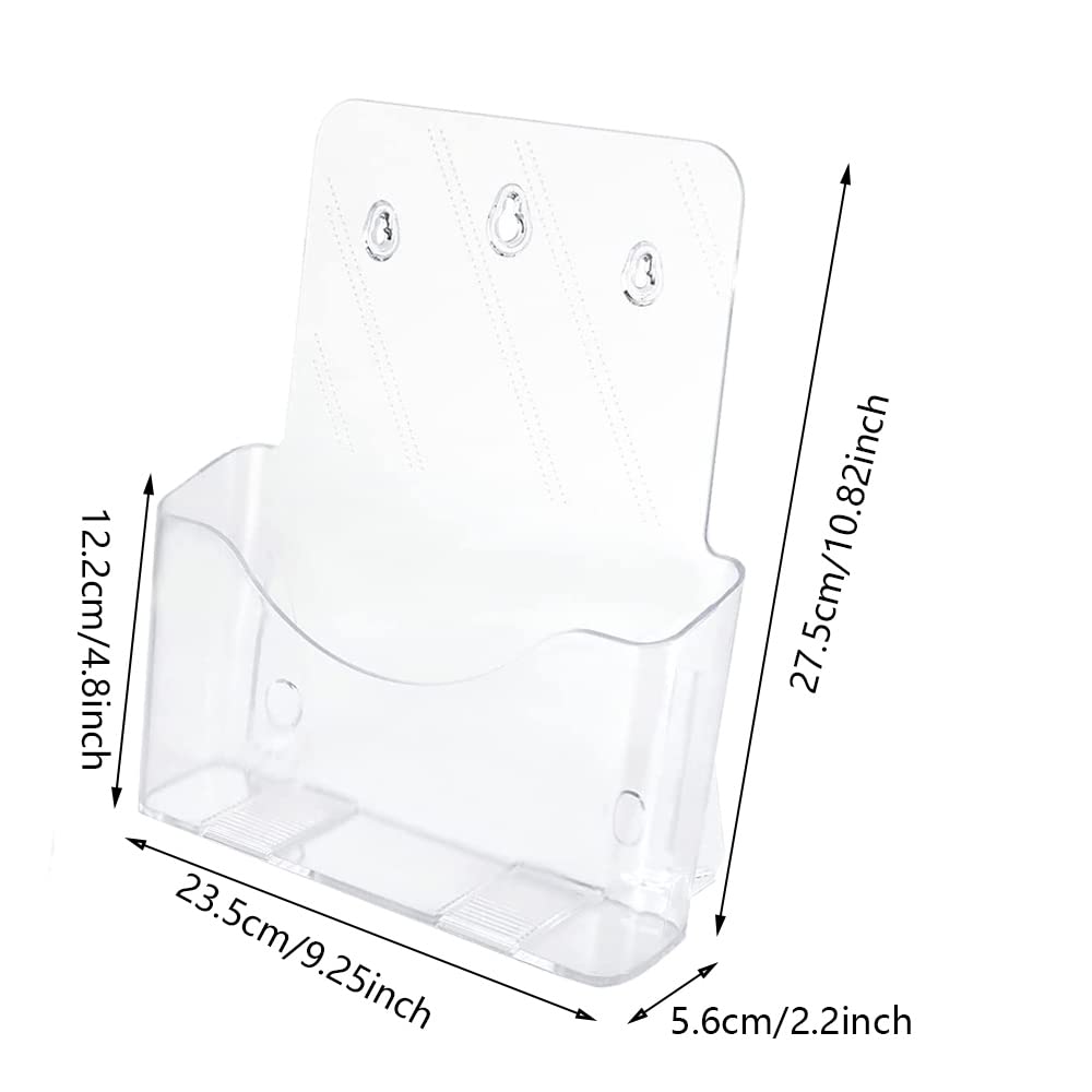 2 pack Acrylic Brochure Holder 9.25inch x 10.82inch Clear Booklet Display Stand for Desk or Wall Mount Plastic Countertop Organizer Literature Flyer Card Magazine Pamphlet Business Portable Menu
