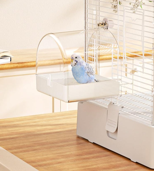 Bird Bath Cage, No-Leakage Bird Bathtub with Hanging Hooks Cage Accessory Suitable for Small to Medium Birds, Like Lovebirds, Finches, Parakeets, Canary