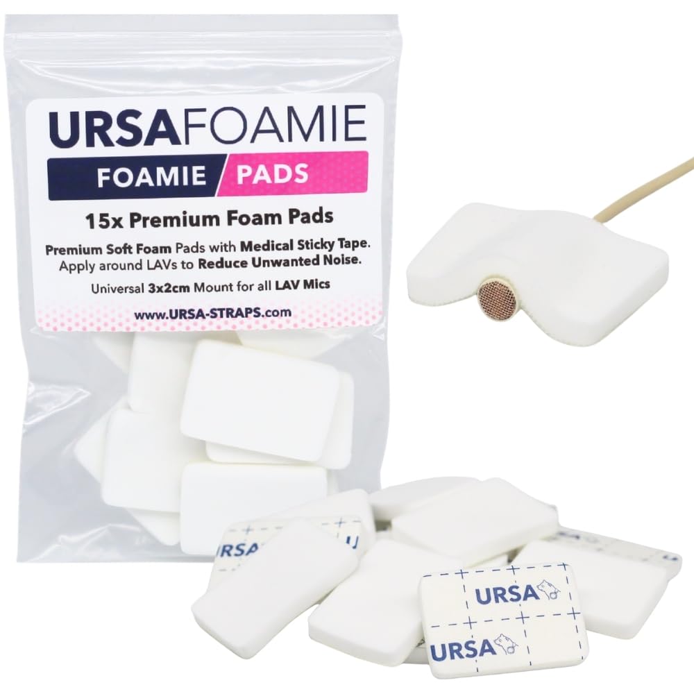 URSA Foamie Pads for Lavalier Microphones – Soft Mic Pads to Reduce Clothing Noise & Protect Against Friction – Pack of 12 with Hypoallergenic Adhesive (White)
