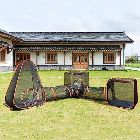 6 in 1 Pet Cat and Dog Tunnel Tent Foldable Pet Tent Outdoor Pop Up Pet Playpen Cage Fences House (Styles 5)