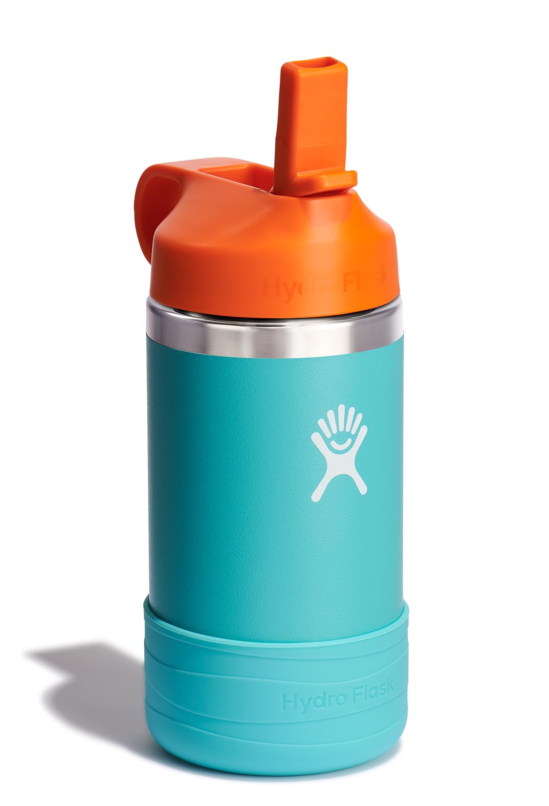 Hydro Flask 12 Oz Kids Stainless Steel Wide Mouth Water Bottle with Straw Cap and Boot, Seaspray