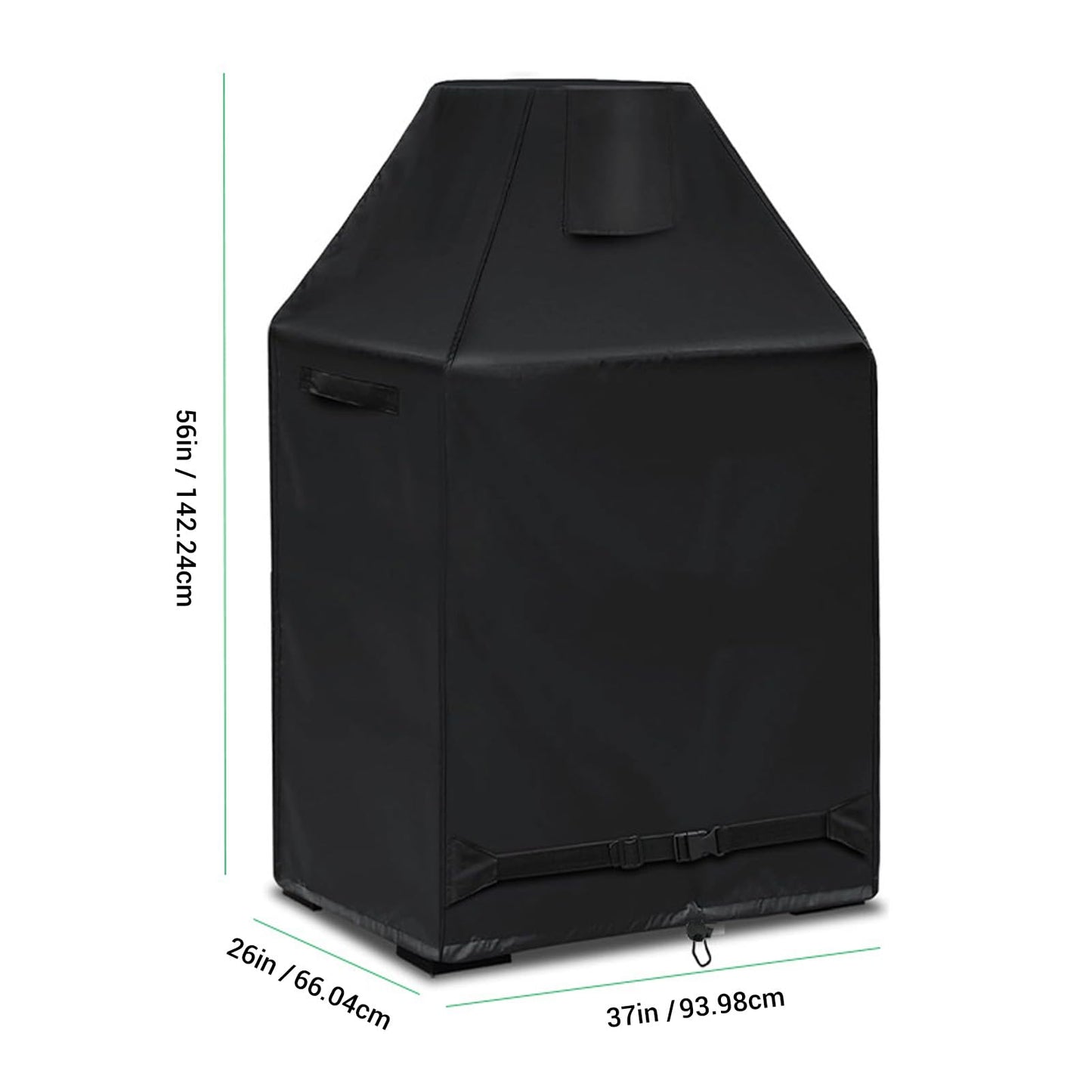 Pwshymi 1PCS Outdoor Fireplace Cover 37" L*26" W*56" H,with Storage Bag, Water Resist 420D Oxford Cloth Protection for Patio Wood Burning Fireplace, Heavy-duty Rectangular Fire Table Cover, Black