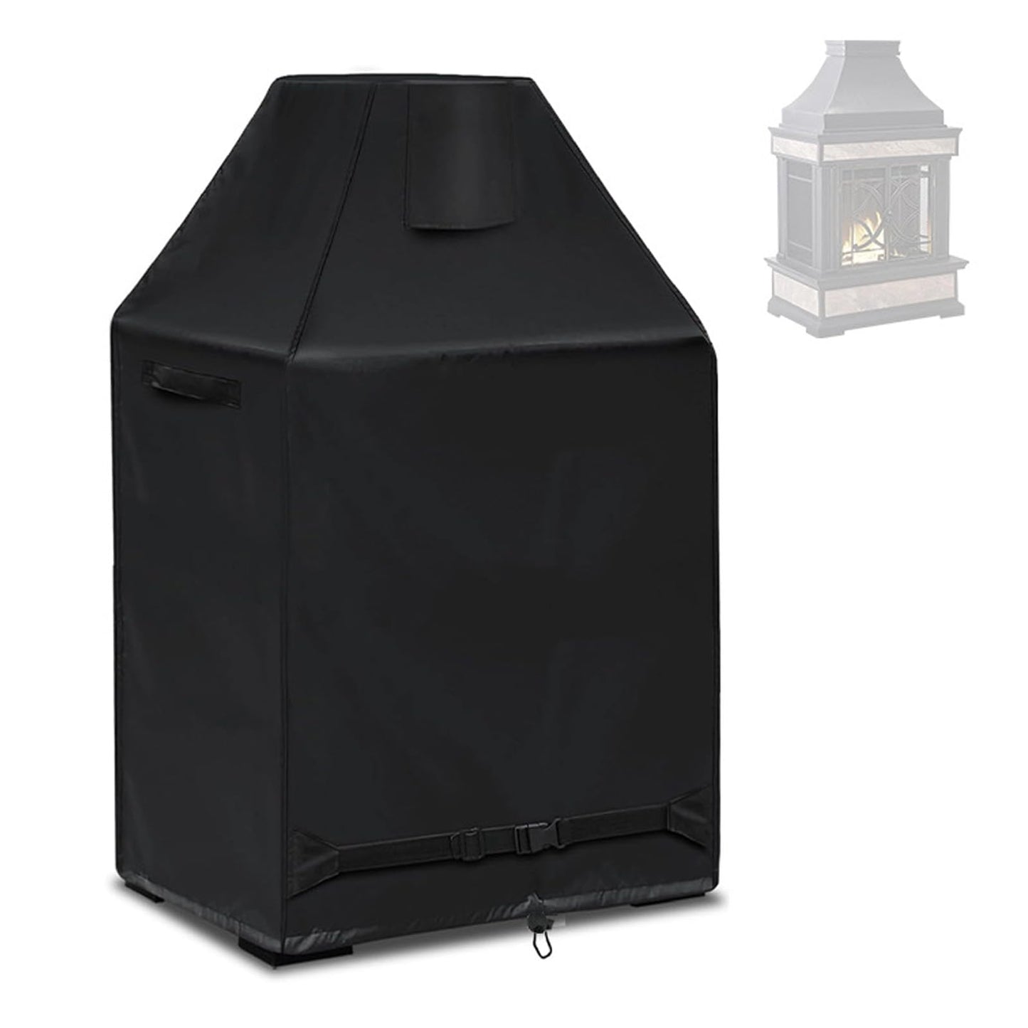 Pwshymi 1PCS Outdoor Fireplace Cover 37" L*26" W*56" H,with Storage Bag, Water Resist 420D Oxford Cloth Protection for Patio Wood Burning Fireplace, Heavy-duty Rectangular Fire Table Cover, Black
